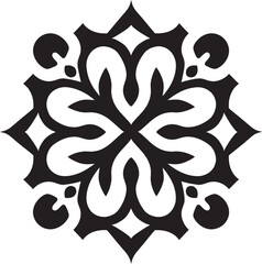 Intricate Emblem Arabic Floral Tiles in Vector Iconic Middle Eastern Symmetry Black Floral Logo
