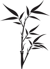 Bamboo Zen Serenity Tranquil Emblem in Black Iconic Natural Balance Black Bamboo Plant Emblem