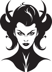 Sultry Temptation Vector Icon in Black Vector Artistry Unveiled Enigmatic Demon Logo