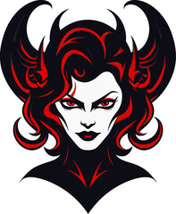 Vector Artistry Unveiled Enigmatic Demon Logo Enchanting Beauty Black Demon Icon in Vector