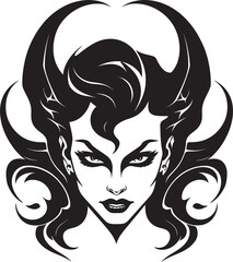 Iconic Enchantment Elegant Demon Emblem Sultry Seductress Beautiful Female Demon Logo Mastery