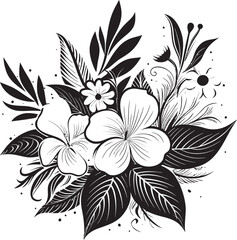 Tropical Beauty Black Floral Icon in Vector Elegant Oasis Botanical Tropical Floral Logo