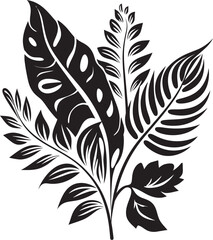 Obraz premium Tropical Serenity Vector Icon in Black Vector Artistry Exotic Floral Emblem in Black