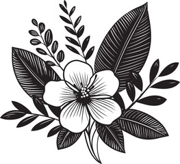 Iconic Paradise Unleashed Black Emblem Design Black and Lush Exotic Floral Vector