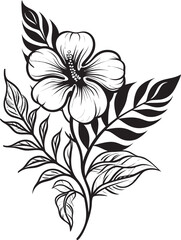 Black and Lush Exotic Floral Vector Majestic Jungle Botanical Floral Logo Emblem