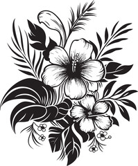 Floral Elegance in Monochrome Black Vector Icon Vector Artistry Redefined Tropical Floral Emblem