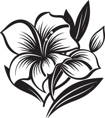 Tropical Serenity Vector Icon in Black Vector Artistry Exotic Floral Emblem in Black