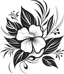 Tropical Elegance Black Logo Design with Floral Icon Black and Bold Botanical Floral Vector Emblem