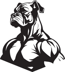 Elegant Agility Boxer Dog as a Boxer Mascot Logo Iconic Athleticism Unleashed Black Emblem Design