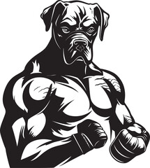 Black and Sporty Boxer Dog Vector Symbol Majestic Mascot Athletic Boxer Dog Logo
