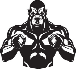 Mighty Mascot Black Boxer Dog Logo Vector Icon Athletic Agility Boxer Dog Mascot Emblem