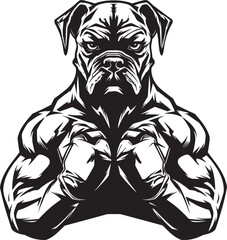 Vector Artistry Unveiled Boxer Dog Mascot Logo Athletic Energy Black Boxer Dog Icon in Vector
