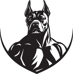 Iconic Athleticism Unleashed Black Emblem Design Black and Sporty Boxer Dog Vector Symbol