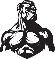 Athletic Elegance in Monochrome Black Vector Icon Vector Artistry Redefined Sporting Boxer Dog Emblem
