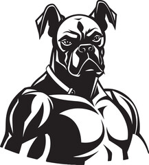 Iconic Athleticism Black Logo with Boxer Dog Mighty Mascot Black Boxer Dog Logo Vector Icon