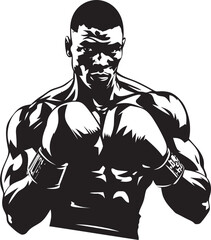 Pugilistic Prowess Boxing Man Design Emblem Black Beauty Boxing Man Logo Mastery
