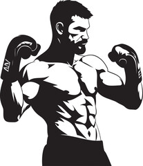 Fighters Spirit Vector Icon in Black Vector Artistry Unveiled Boxing Man Emblem