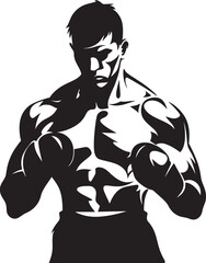 Pugilistic Prowess Boxing Man Design Emblem Black Beauty Boxing Man Logo Mastery