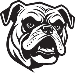 Iconic Strength Black Logo with Bulldog Mighty Mascot Black Bulldog Logo Vector Icon