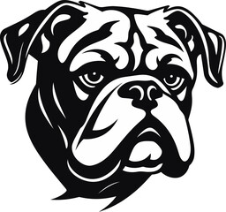 Black and Bold Bulldog Vector Icon Iconic Strength Black Logo with Bulldog