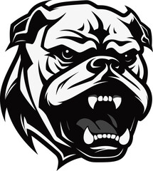 Bulldog Spirit Black Logo with Iconic Dog Canine Courage Vector Icon in Black