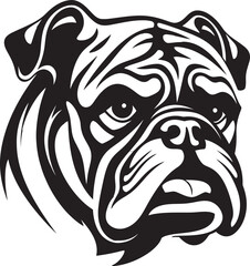 Iconic Strength Black Logo with Bulldog Mighty Mascot Black Bulldog Logo Vector Icon