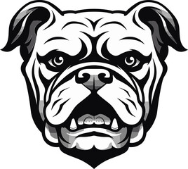 Bulldog Spirit Black Logo with Iconic Dog Canine Courage Vector Icon in Black
