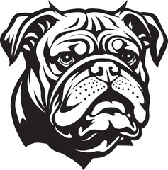 Victorious Emblem Black Bulldog Icon in Vector Bulldog Grandeur Black Logo with Iconic Power