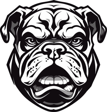 Bulldog Majesty Iconic Emblem in Black Monochromatic Power Black Bulldog Vector Icon