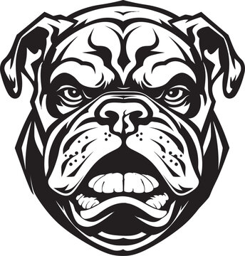Monochromatic Power Black Bulldog Vector Icon Bulldog Royalty Black Logo Vector Icon