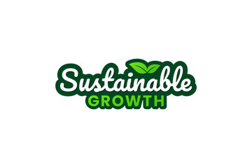 Sustainable growth logo or Sustainable growth label vector isolated. Best Sustainable growth logo for product packaging design, apps, websites, print design and more about Sustainable growth.