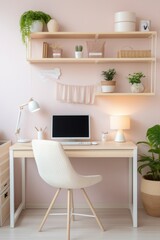 Minimalist modern home workspace with laptop