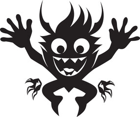 Monster Magic Black Logo Design Featuring Icon Black and Bold Cartoon Monster Vector Symbol
