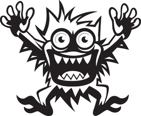 Black Logo Beast Cartoon Monster Design Vector Icon Monstrous Artistry Black Emblem with Cartoon Creature