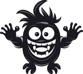 Monstrous Artistry Black Emblem with Cartoon Creature Monster Magic Black Logo Design Featuring Icon