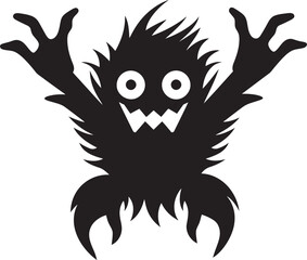 Monstrous Marvel Black Cartoon Monster Logo Icon Creepy Cartoon Monster Design Emblem in Black