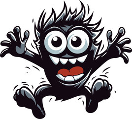Iconic Creature Unleashed Black Emblem Design Black and Charming Cartoon Monster Vector Symbol