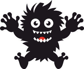 Monstrous Marvel Black Cartoon Monster Logo Icon Creepy Cartoon Monster Design Emblem in Black
