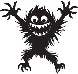Monstrous Charm Unveiled Black Logo with Cartoon Creature Beastly Beauty Vector Icon in Black