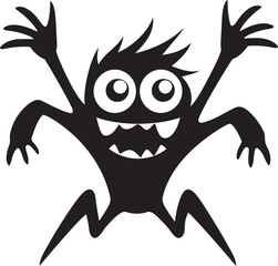 Vector Artistry Unveiled Cartoon Monster Emblem Monstrous Magic Black Monster Icon in Vector