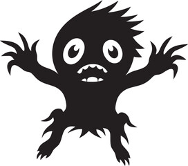 Monstrous Magic Black Monster Icon in Vector Eerie Excellence Cartoon Monster in Black Logo