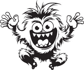 Vector Artistry Redefined Cartoon Monster Emblem Monstrous Charm Unveiled Black Logo with Cartoon Creature