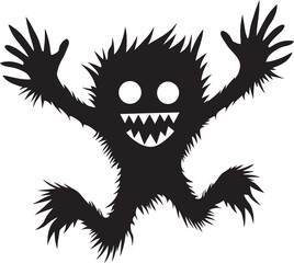 Monstrous Charm Unveiled Black Logo with Cartoon Creature Beastly Beauty Vector Icon in Black
