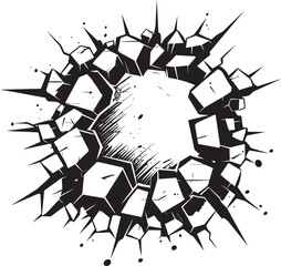 Thrilling Breakthrough Comic Book Broken Wall Logo Dynamic Breakdown Black Vector Icon