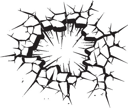 Dynamic Breakdown Black Vector Icon Vector Artistry Redefined Comic Book Broken Wall Emblem