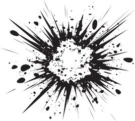 Pow Vector Artistry Explosive Emblem in Black Black Beauty Comic Explosion Logo Mastery