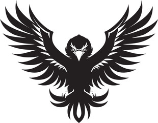 Obraz premium Iconic Majesty Soared Black Eagle Emblem Eagles Flight Vector Icon in Black
