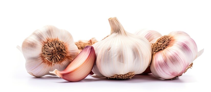 White background with garlic isolated