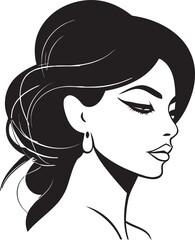 Elegance Unveiled Logo with Womans Face Feminine Allure Black Logo of a Female Face