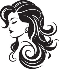 Intriguing Elegance Vector Icon of a Womans Face Subtle Charm Black Logo with Females Face